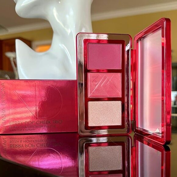 Natasha Denona Berry Pop Cheek Trio Cranberry Red Glow Cream Blush Highlight - Picture 4 of 12